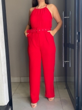Macacão vermelho com cinto