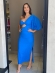Vestido midi em linho azul claro