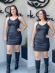 Vestido em courino de alça - Preto