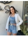 Conjunto top e shorts jeans com detalhes em paêtes